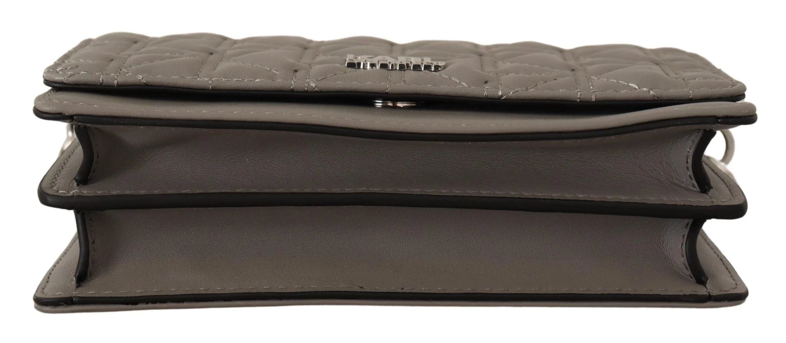 Karl Lagerfeld Elegant Grey Leather Crossbody Bag - Cross Body Bags