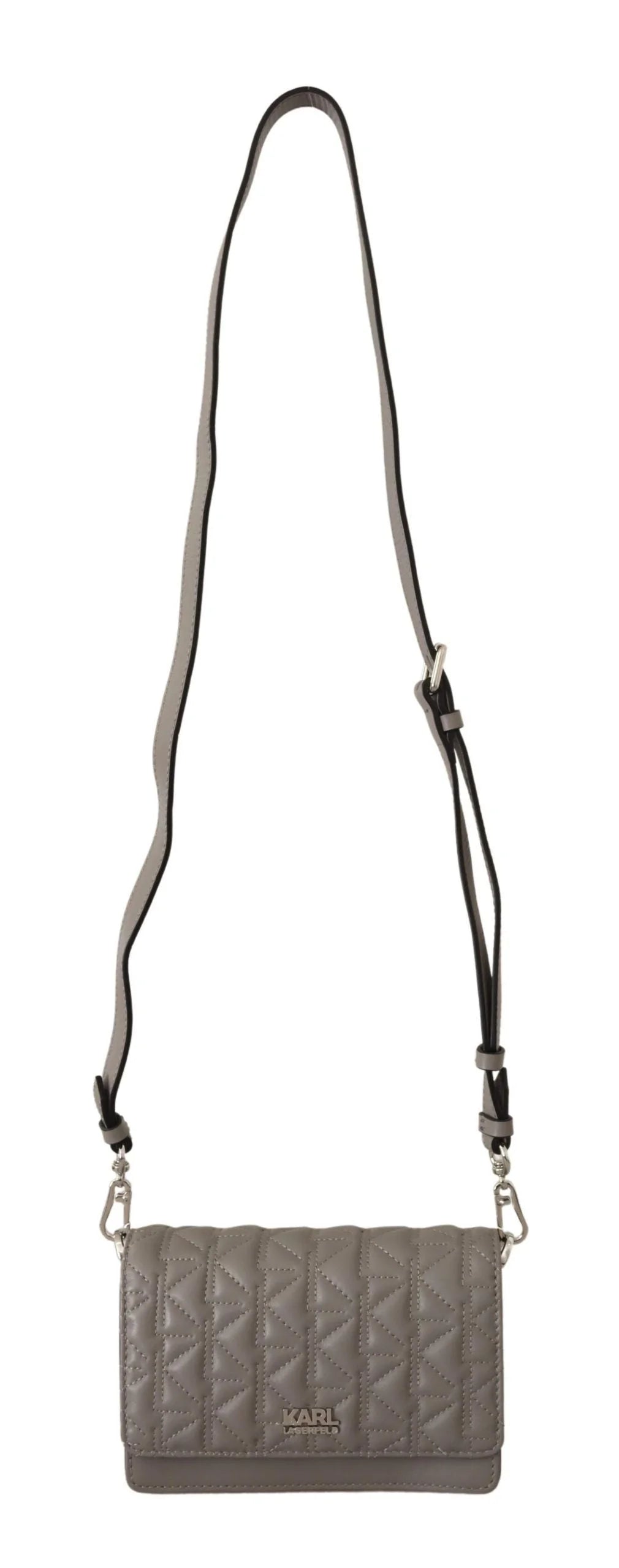 Karl Lagerfeld Elegant Grey Leather Crossbody Bag - Cross Body Bags