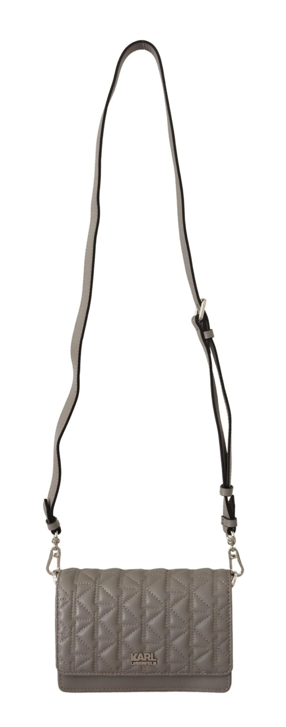 Karl Lagerfeld Elegant Grey Leather Crossbody Bag - Cross Body Bags