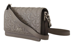 Karl Lagerfeld Elegant Grey Leather Crossbody Bag - Cross Body Bags