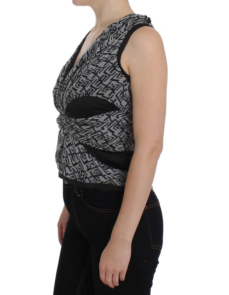 Karl Lagerfeld Gray Black Silk Blouse Top - IT40|S - Blouses