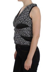 Karl Lagerfeld Gray Black Silk Blouse Top - IT40|S - Blouses