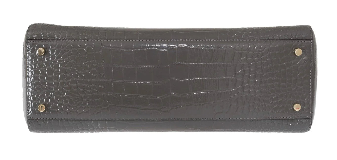 Kate Spade Grey Croc Embossed Leather Elissa Bristol Drive Tote Handbag Bag - Shopper Bags