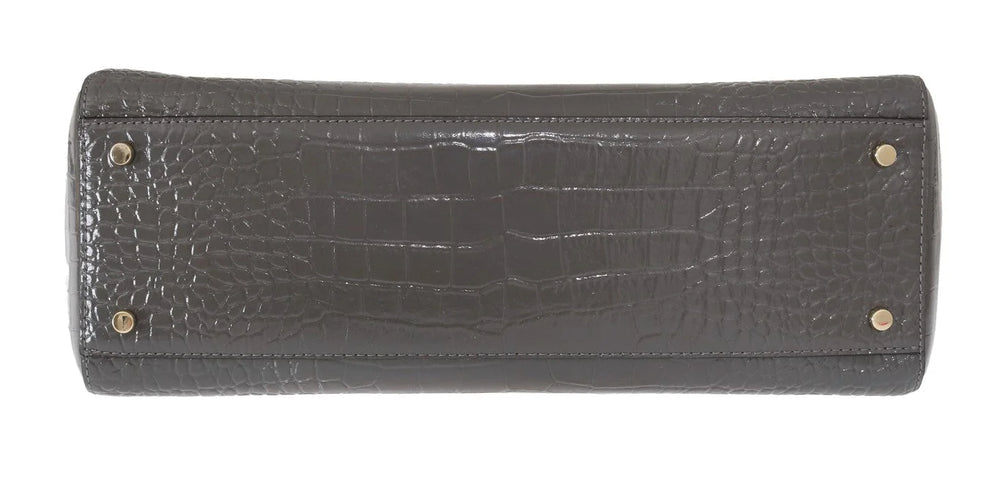 Kate Spade Grey Croc Embossed Leather Elissa Bristol Drive Tote Handbag Bag - Shopper Bags