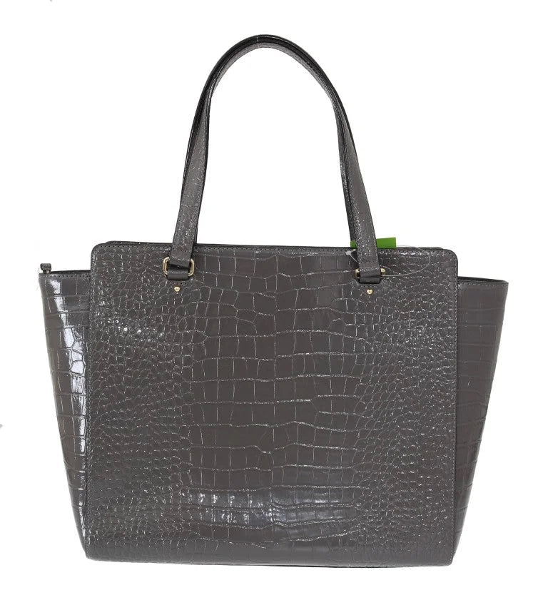 Kate Spade Grey Croc Embossed Leather Elissa Bristol Drive Tote Handbag Bag - Shopper Bags