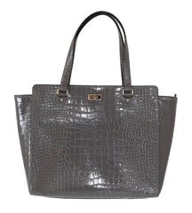 Kate Spade Grey Croc Embossed Leather Elissa Bristol Drive Tote Handbag Bag - Shopper Bags