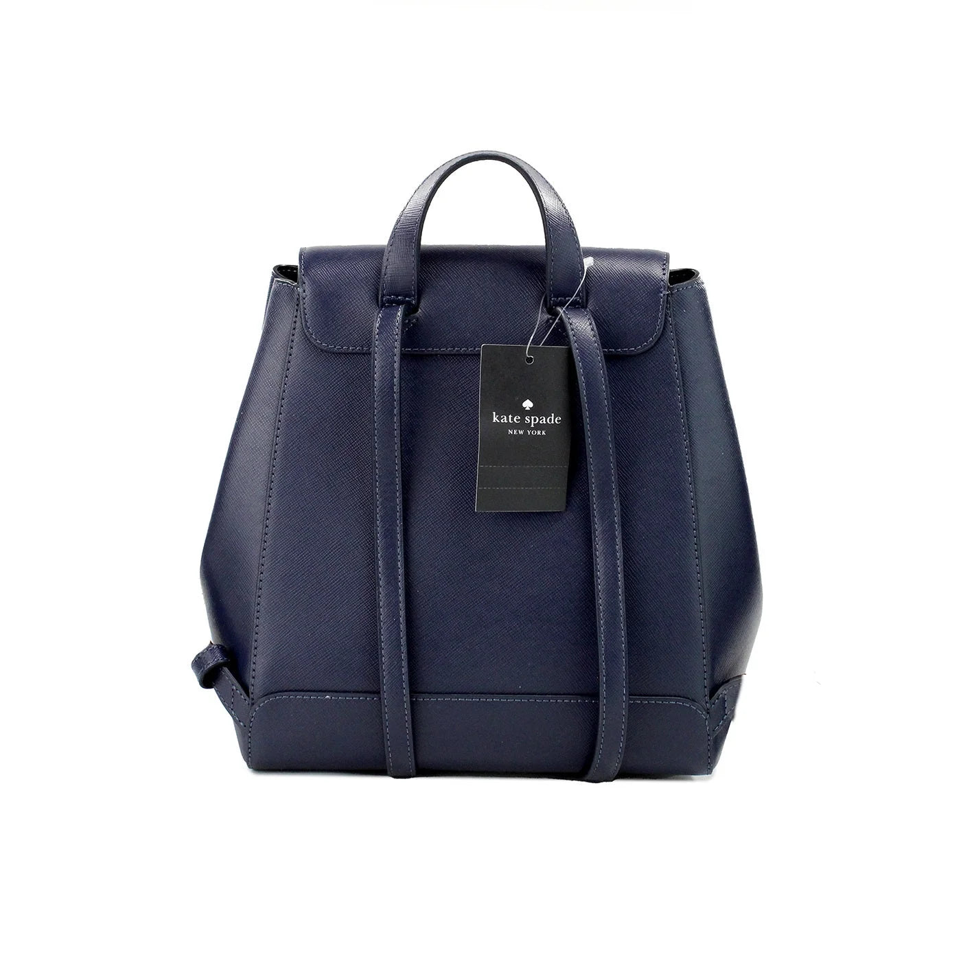 Kate Spade Madison Navy Saffiano Leather Medium Flap Shoulder Backpack Bag - Backpacks