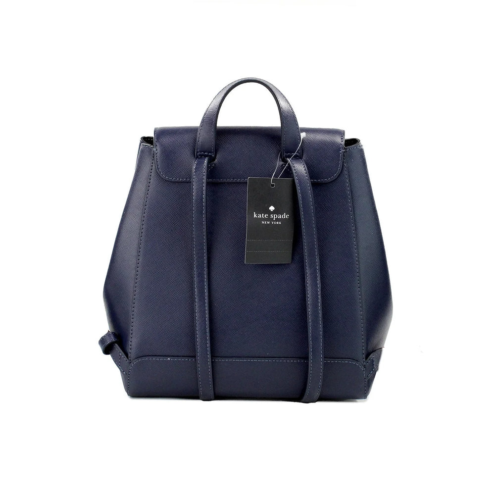 Kate Spade Madison Navy Saffiano Leather Medium Flap Shoulder Backpack Bag - Backpacks