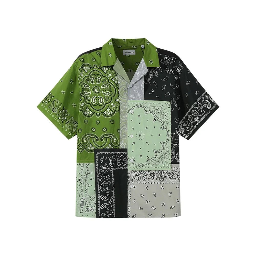 Kenzo Bicolor Cotton Shortsleeve Shirt - XS