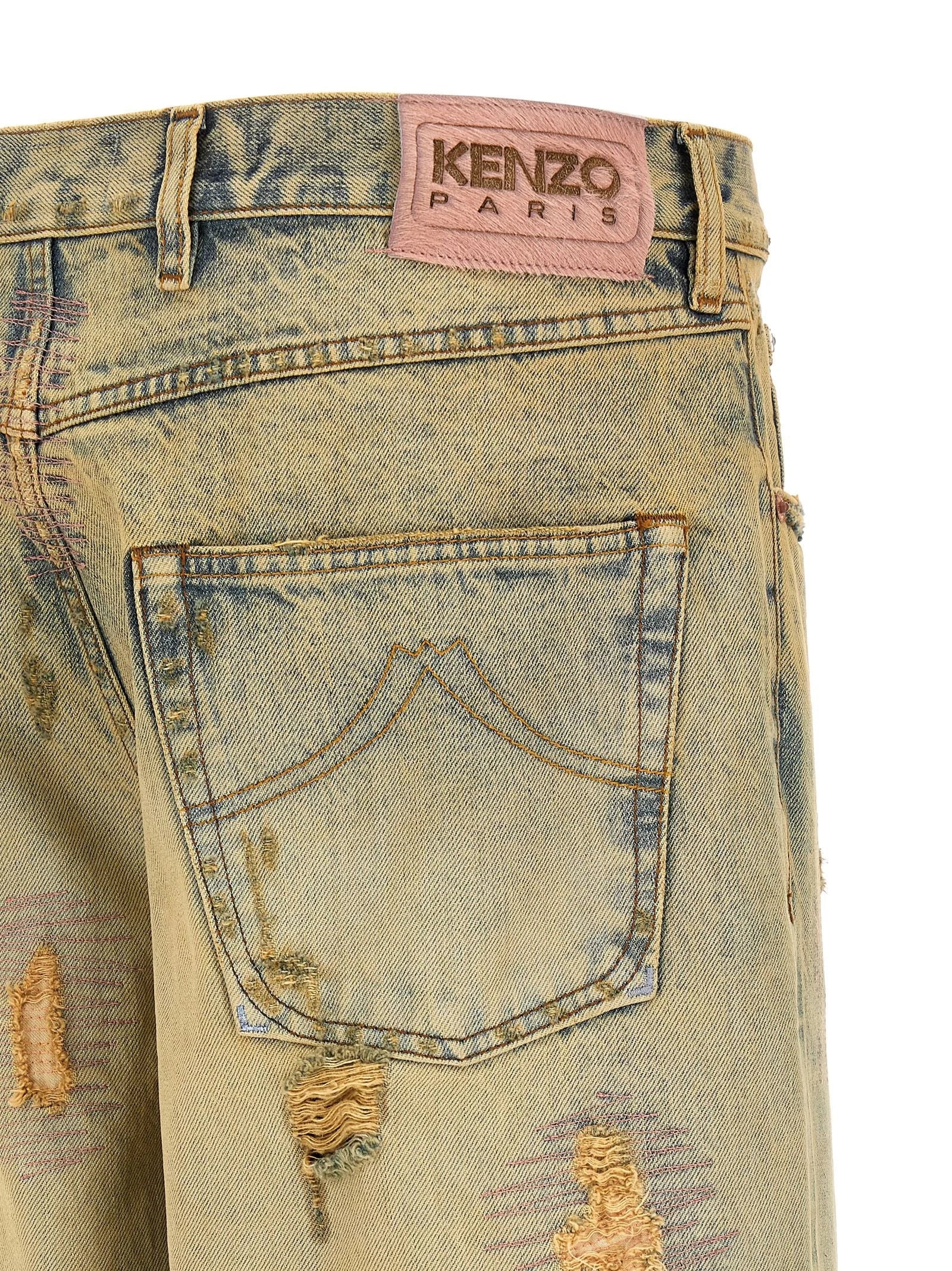 Kenzo Bicolor Cotton Straight-Leg Jeans