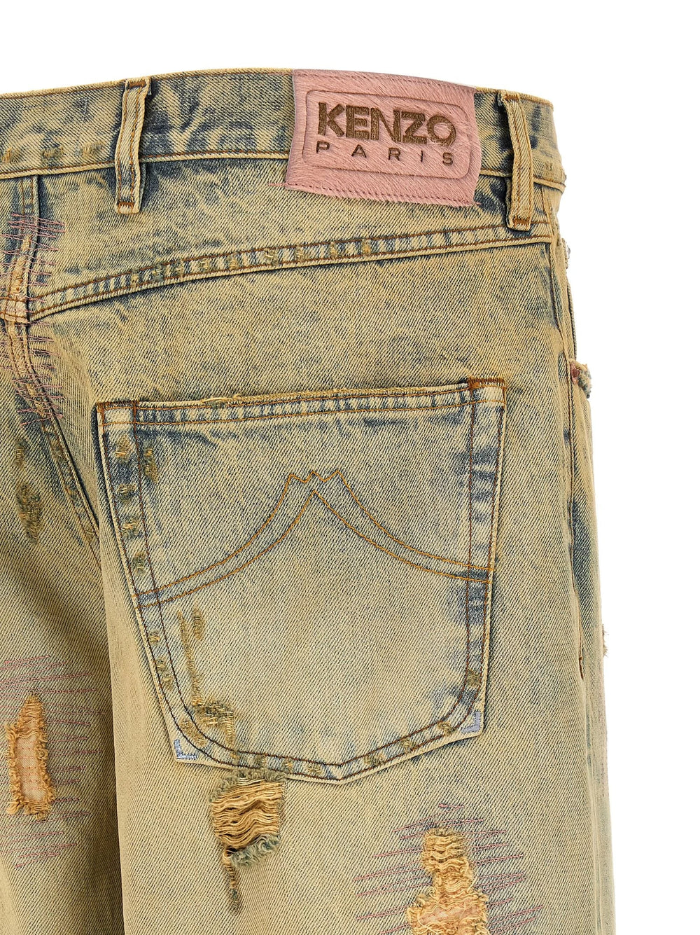 Kenzo Bicolor Cotton Straight-Leg Jeans