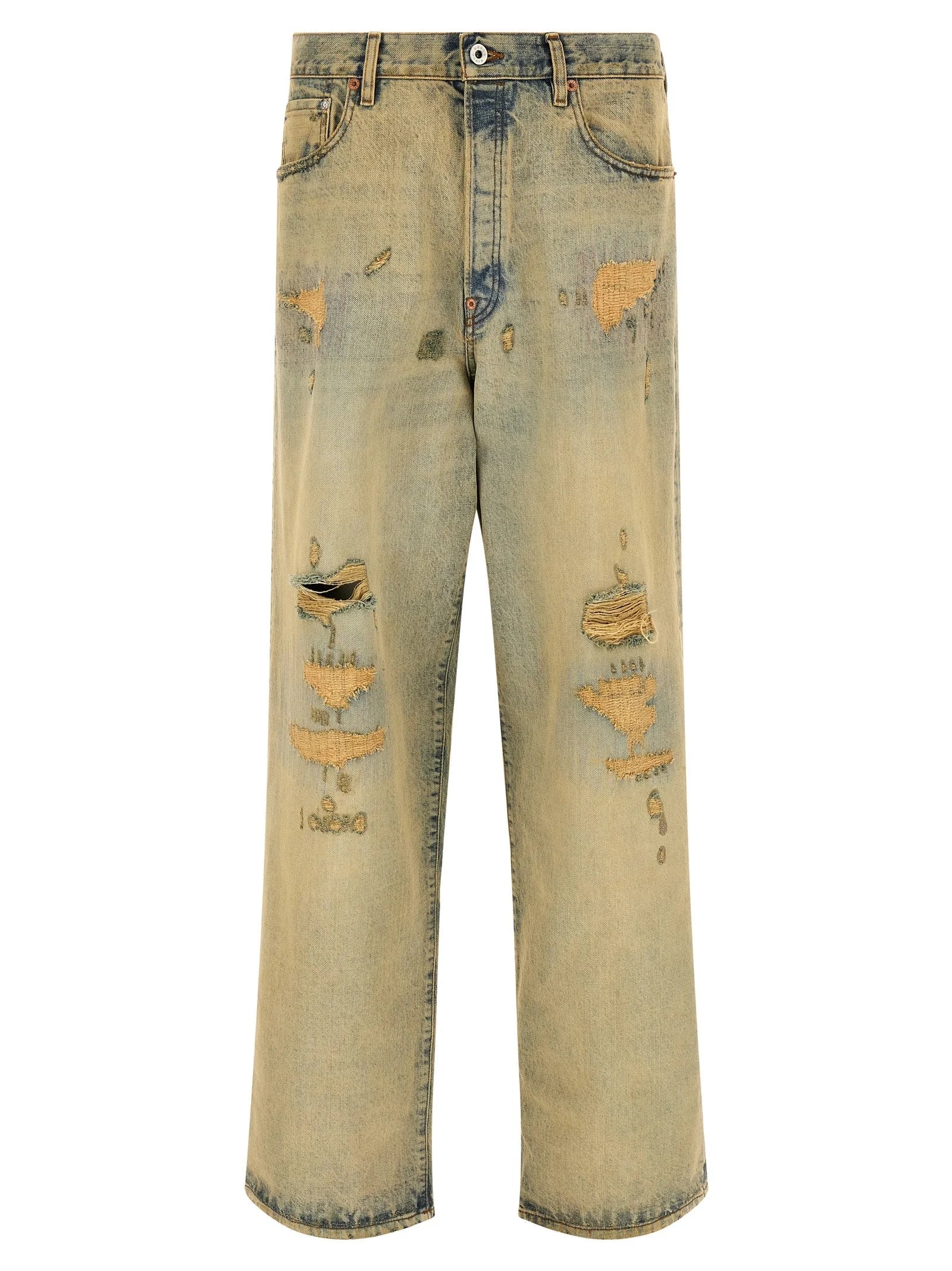 Kenzo Bicolor Cotton Straight-Leg Jeans
