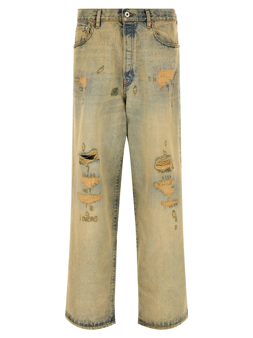 Kenzo Bicolor Cotton Straight-Leg Jeans