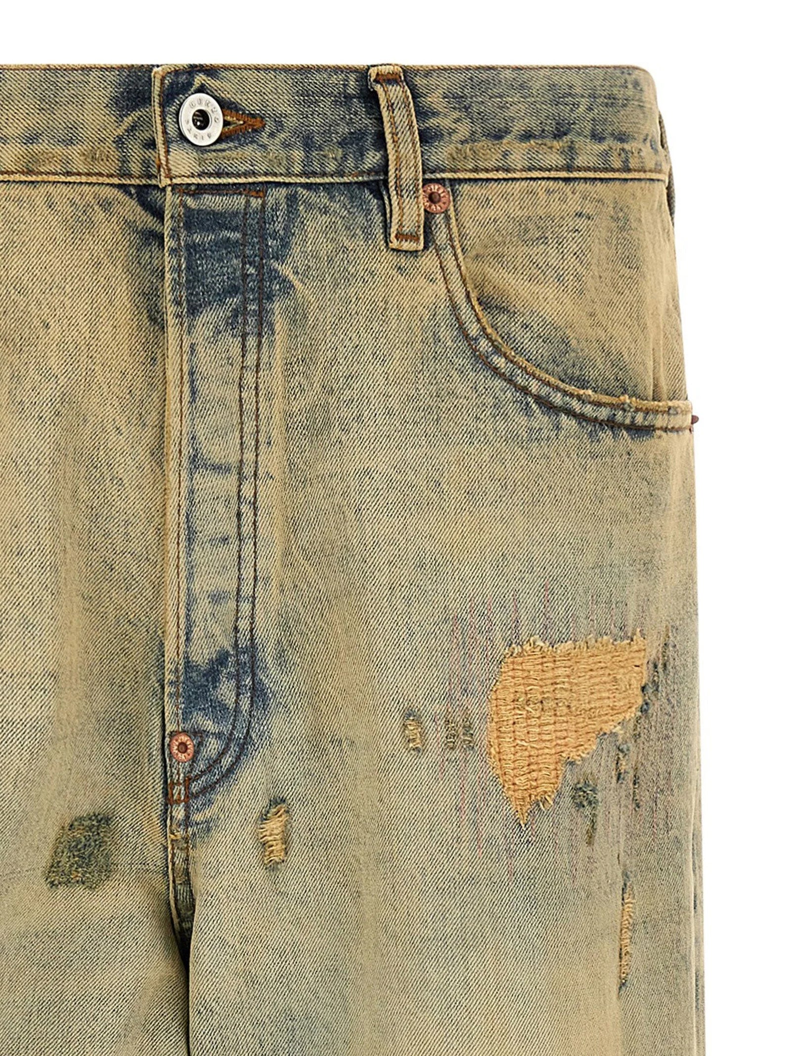 Kenzo Bicolor Cotton Straight-Leg Jeans