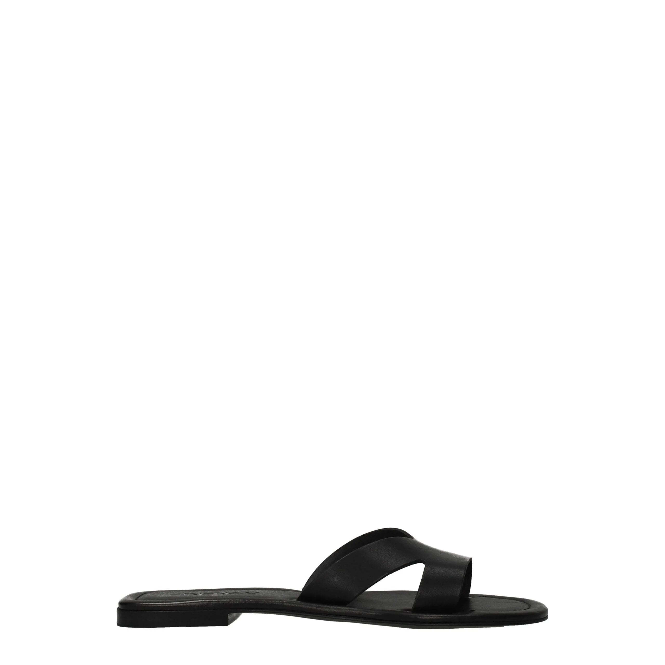 Kenzo Black Leather Slippers Sandals - EU35/US5