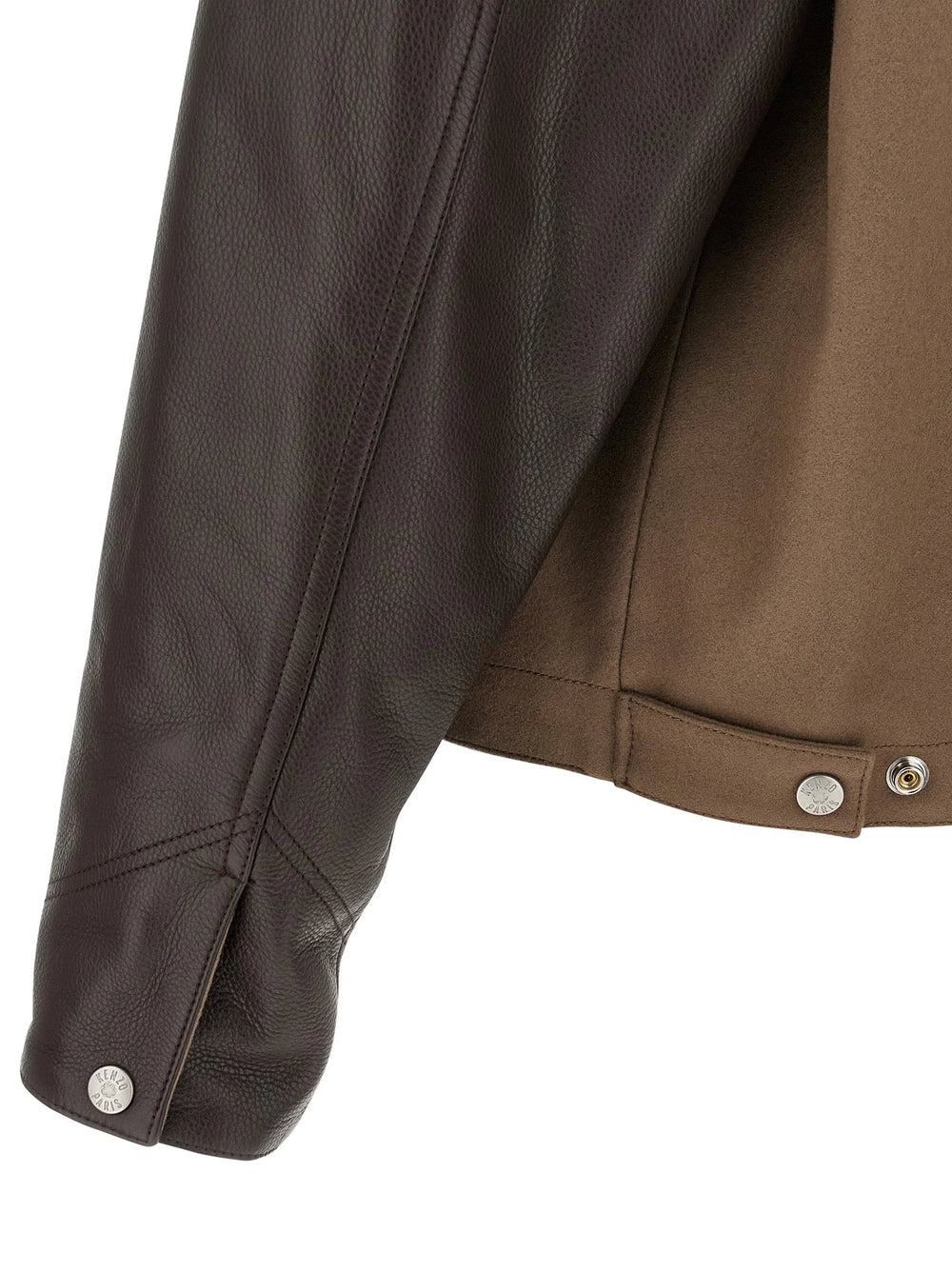 Kenzo Brown Virgin Wool Leather Jacket - XL