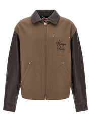 Kenzo Brown Virgin Wool Leather Jacket - XL