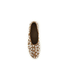 Khaite Beige Calf Leather Bos Taurus Ballet Flats
