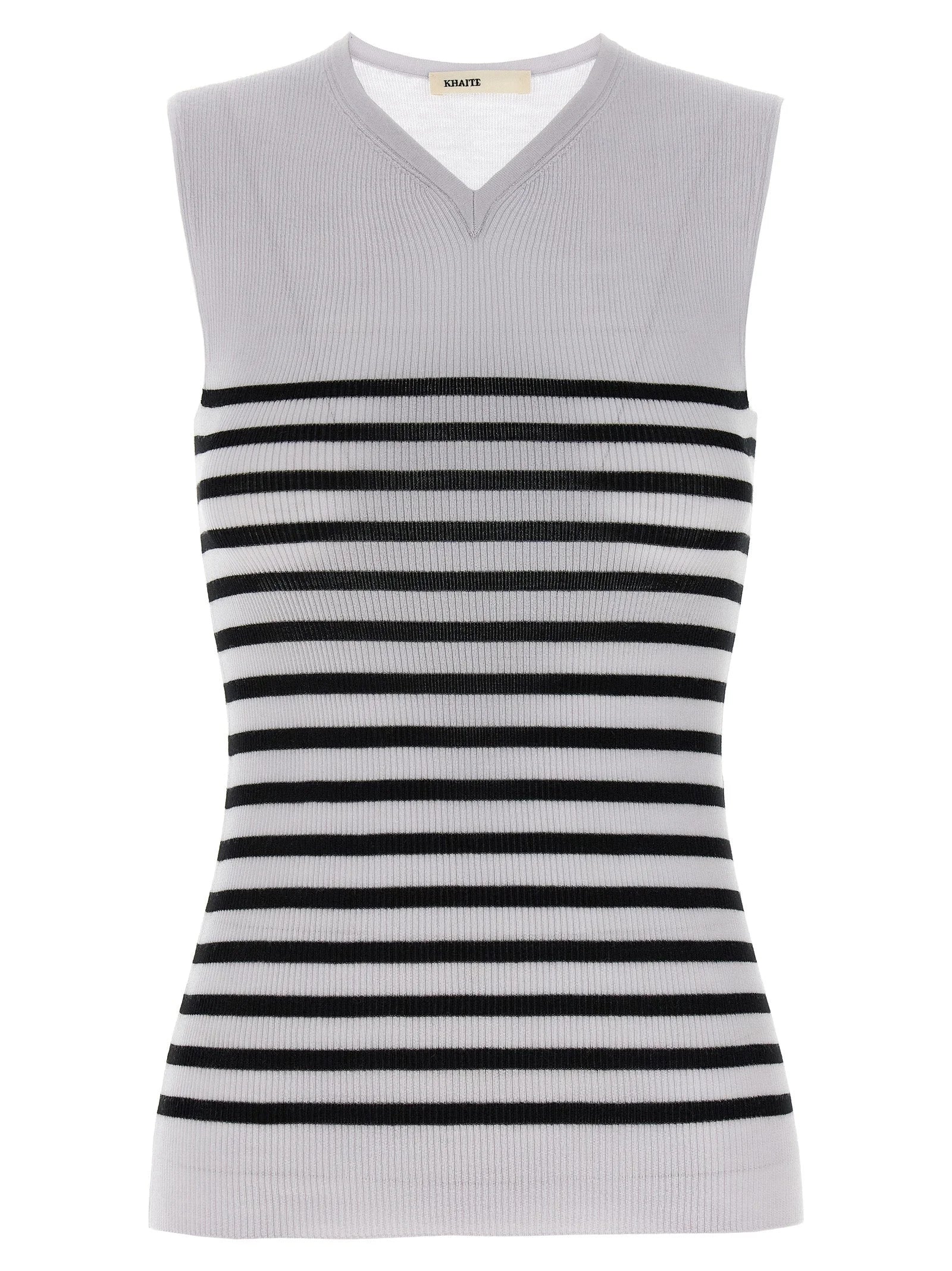 Khaite Bicolor Wool Sleeveles T-Shirt