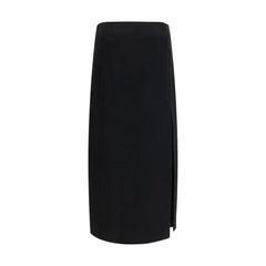 Khaite Black Acetate Long Skirt