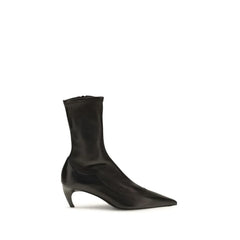 Khaite Black Calf Leather Bos Taurus Ankle Boots