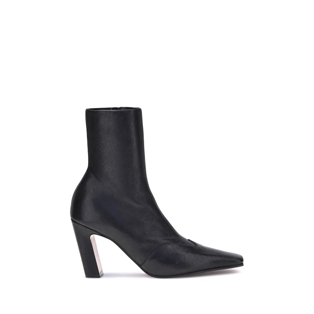 Khaite Black Calf Leather Bos Taurus Ankle Boots