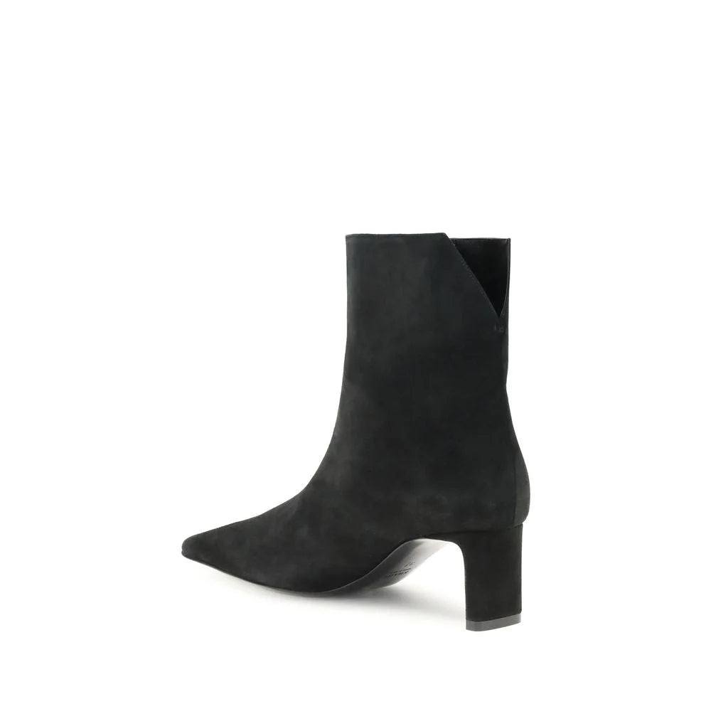 Khaite Black Calf Leather Bos Taurus Ankle Boots