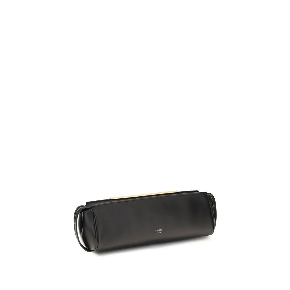 Khaite Black Calf Leather Bos Taurus Clutch Bag