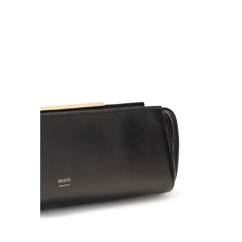 תיק מצמד Khaite Black Calf Leather Bos Taurus