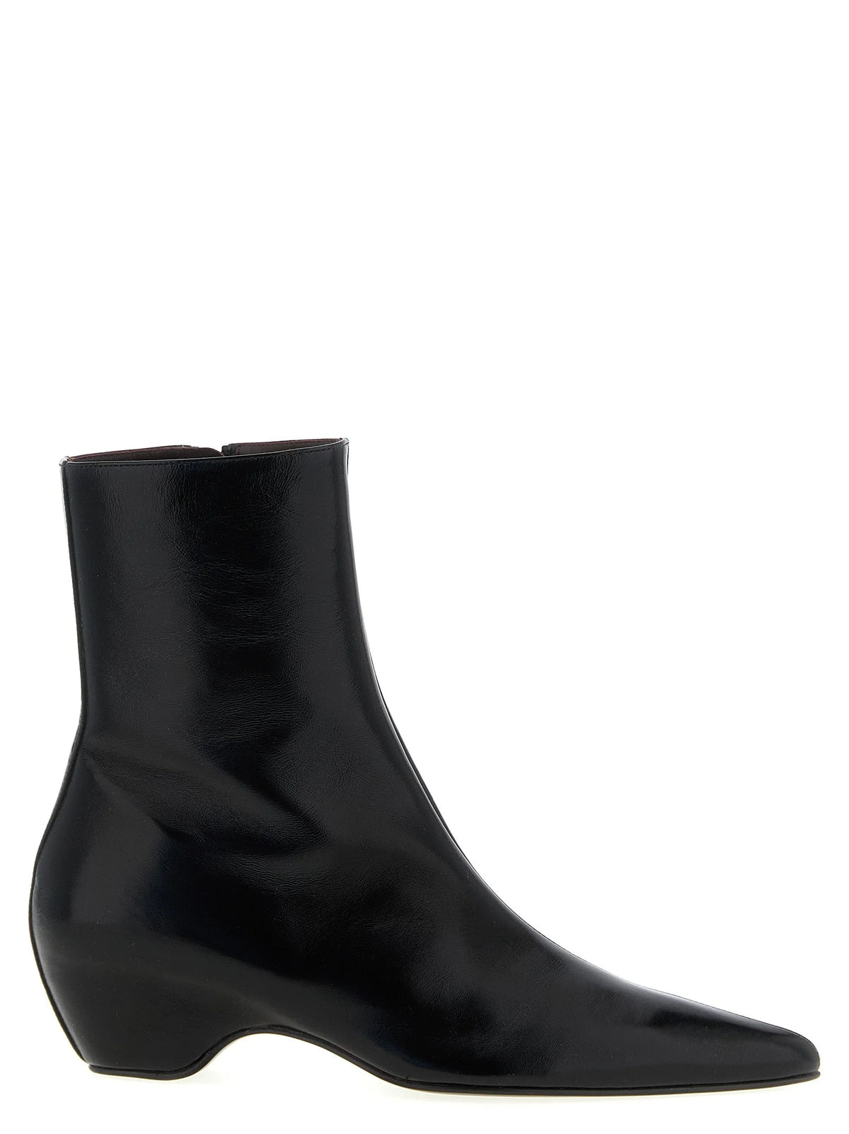 Khaite Black Calfskin Ankle Boots