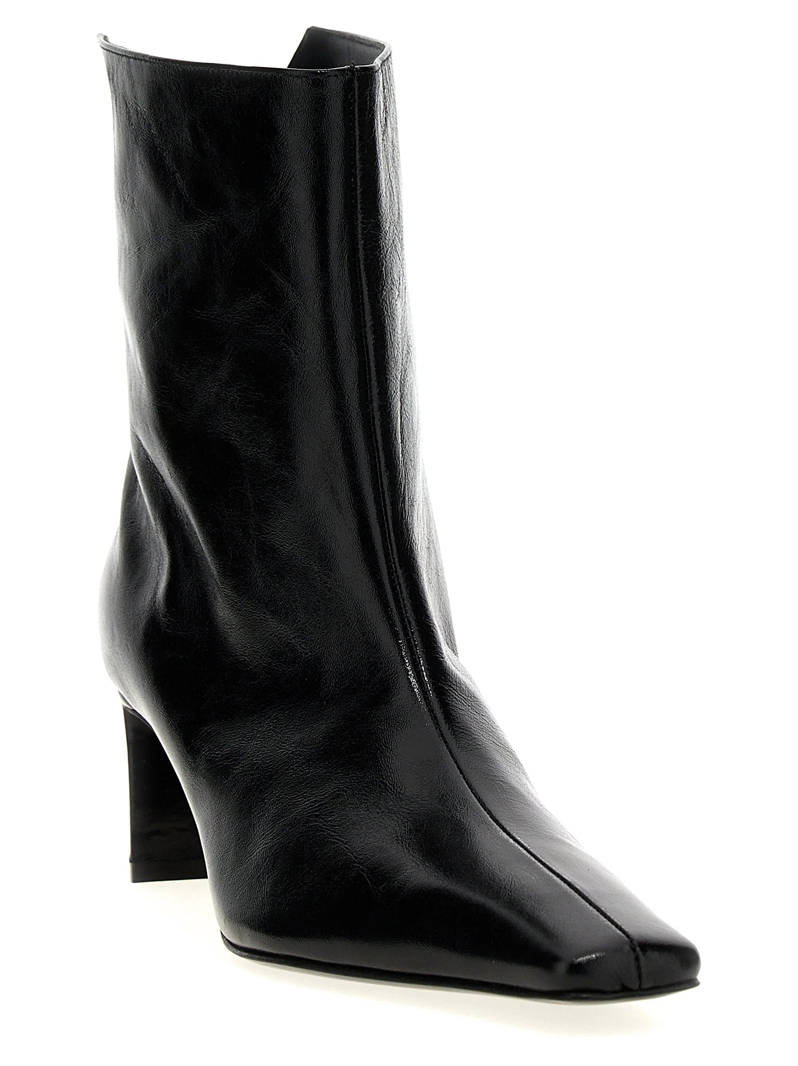 Khaite Black Calfskin Ankle Boots