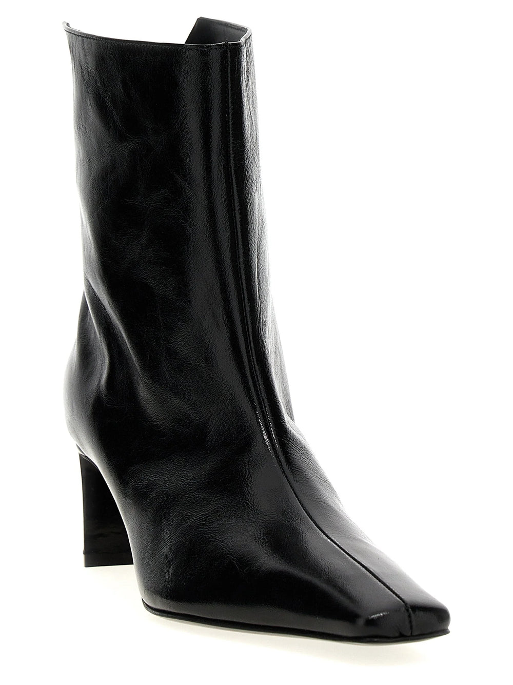 Khaite Black Calfskin Ankle Boots