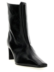 Khaite Black Calfskin Ankle Boots