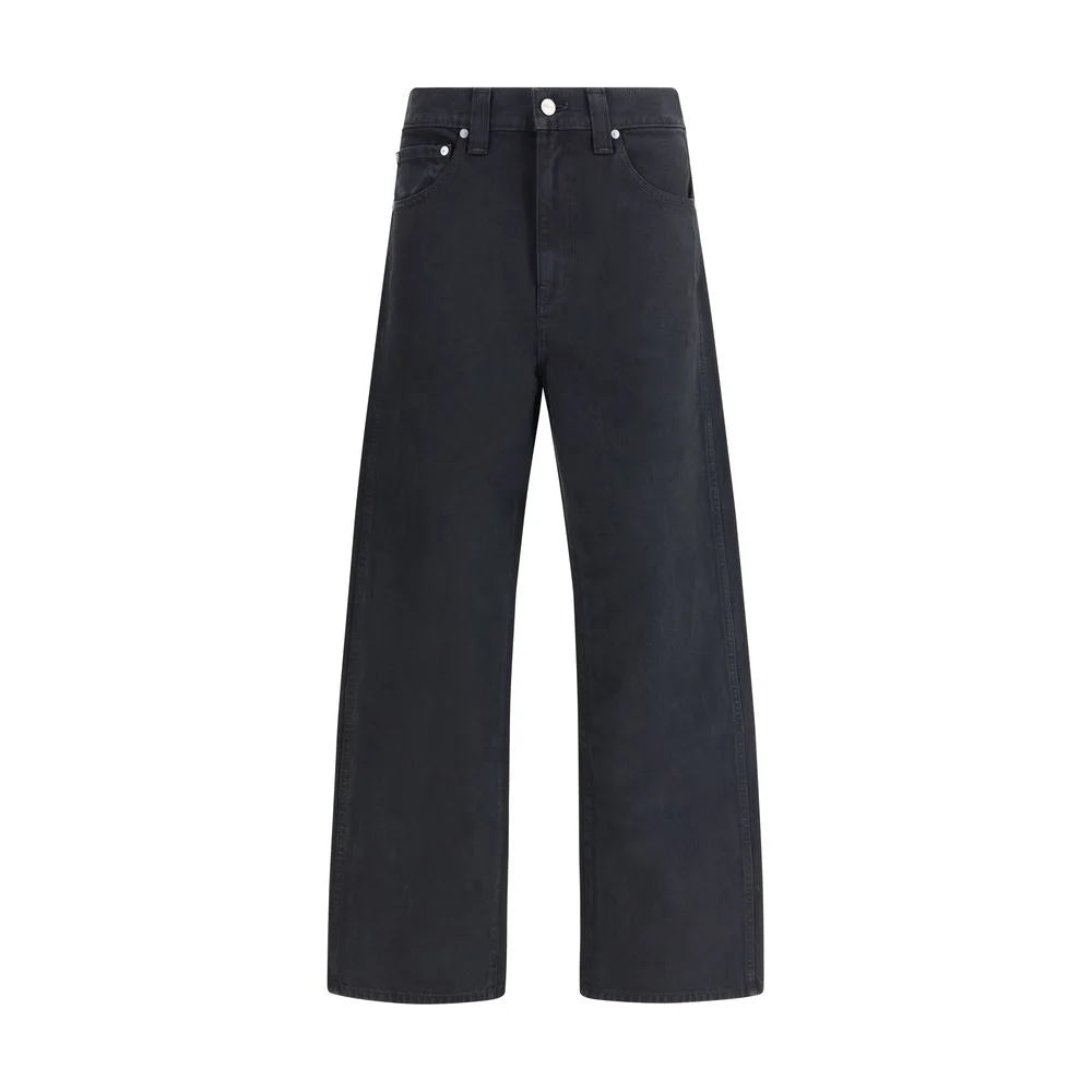 Khaite Black Cotton Straight-Leg Jeans