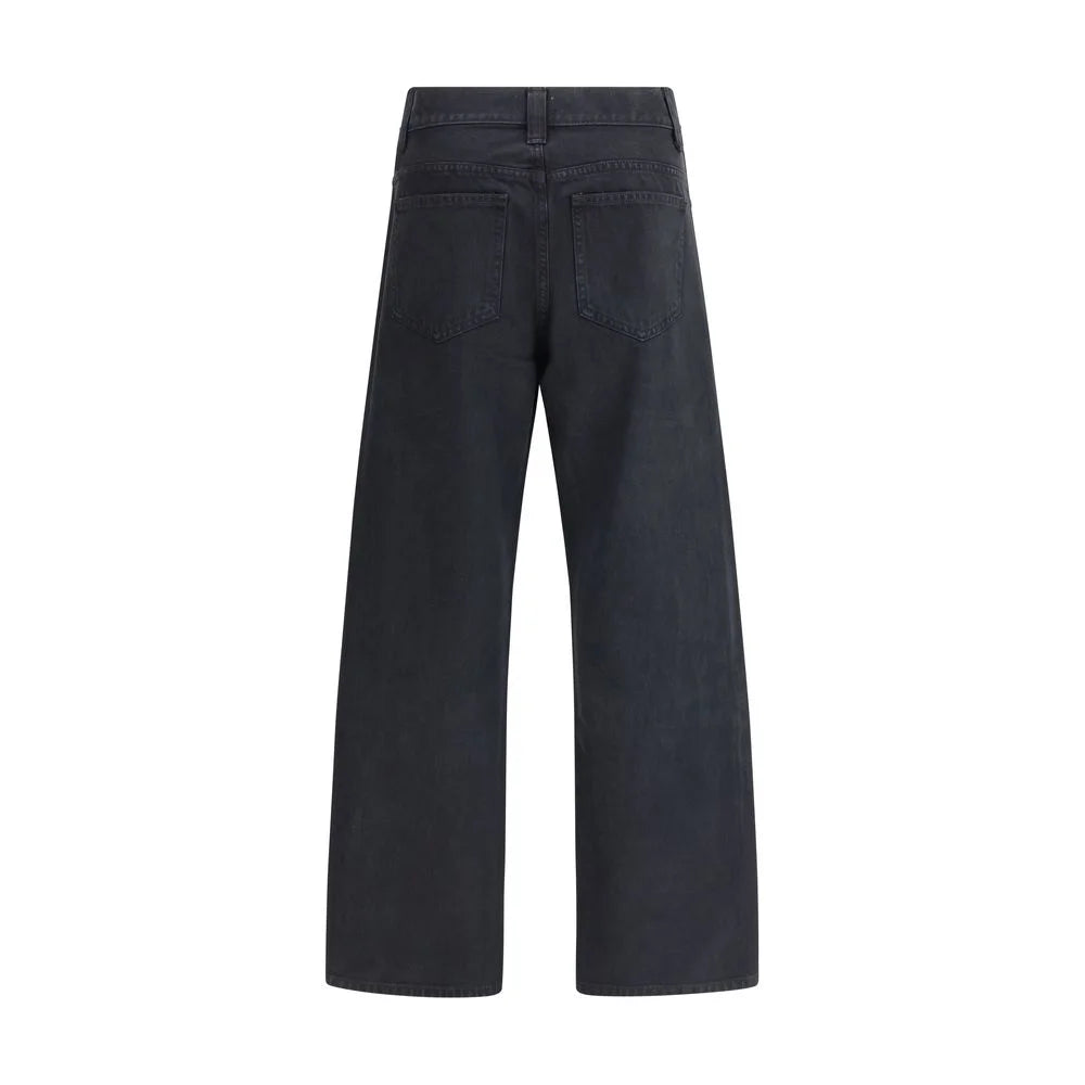 Khaite Black Cotton Straight-Leg Jeans
