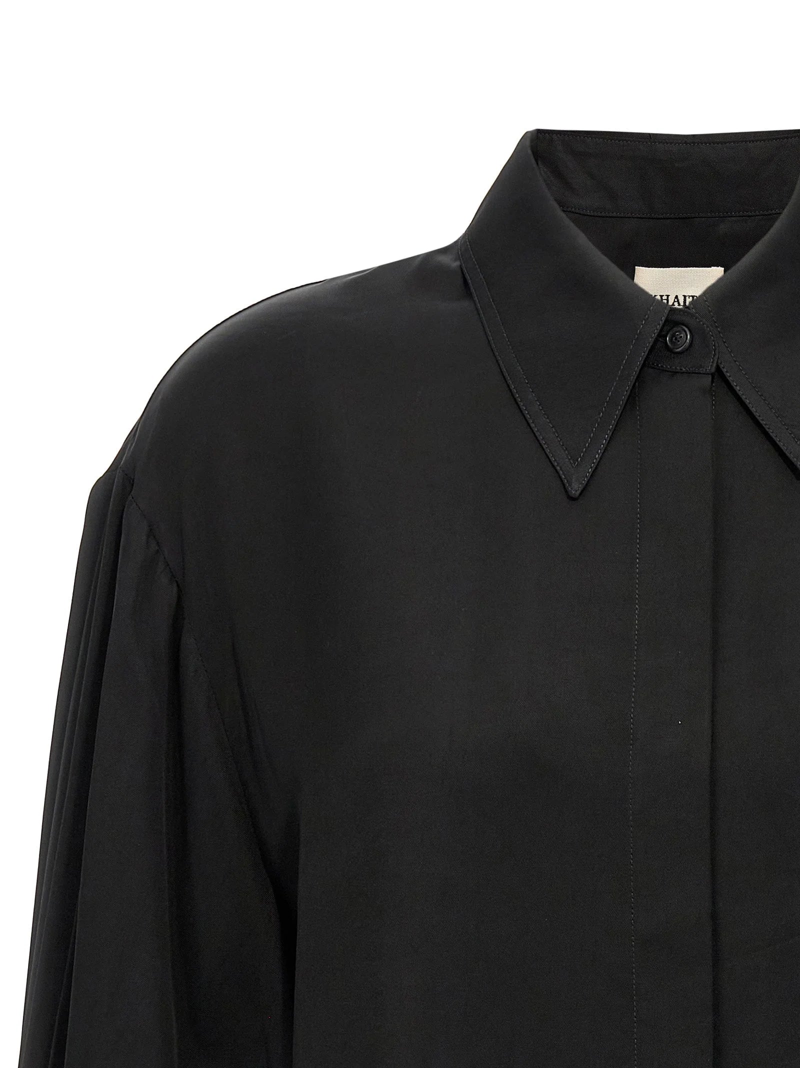 Khaite Black Cupro Blouse