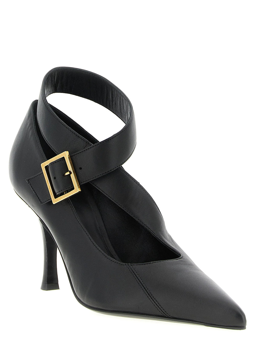 Khaite Black Lamb Leather High Heel Pumps