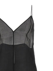 Khaite Black Silk Tank Tops