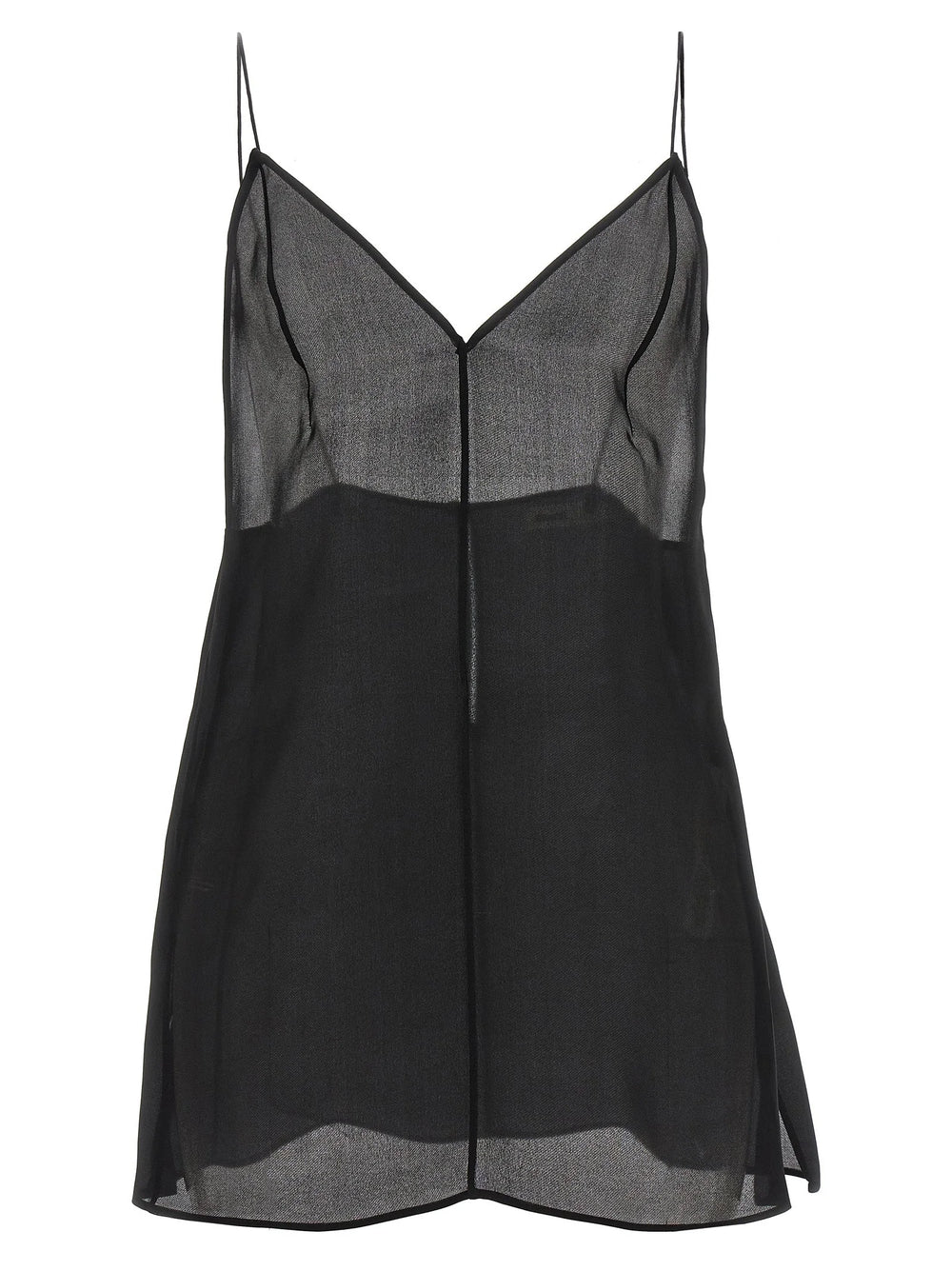 Khaite Black Silk Tank Tops