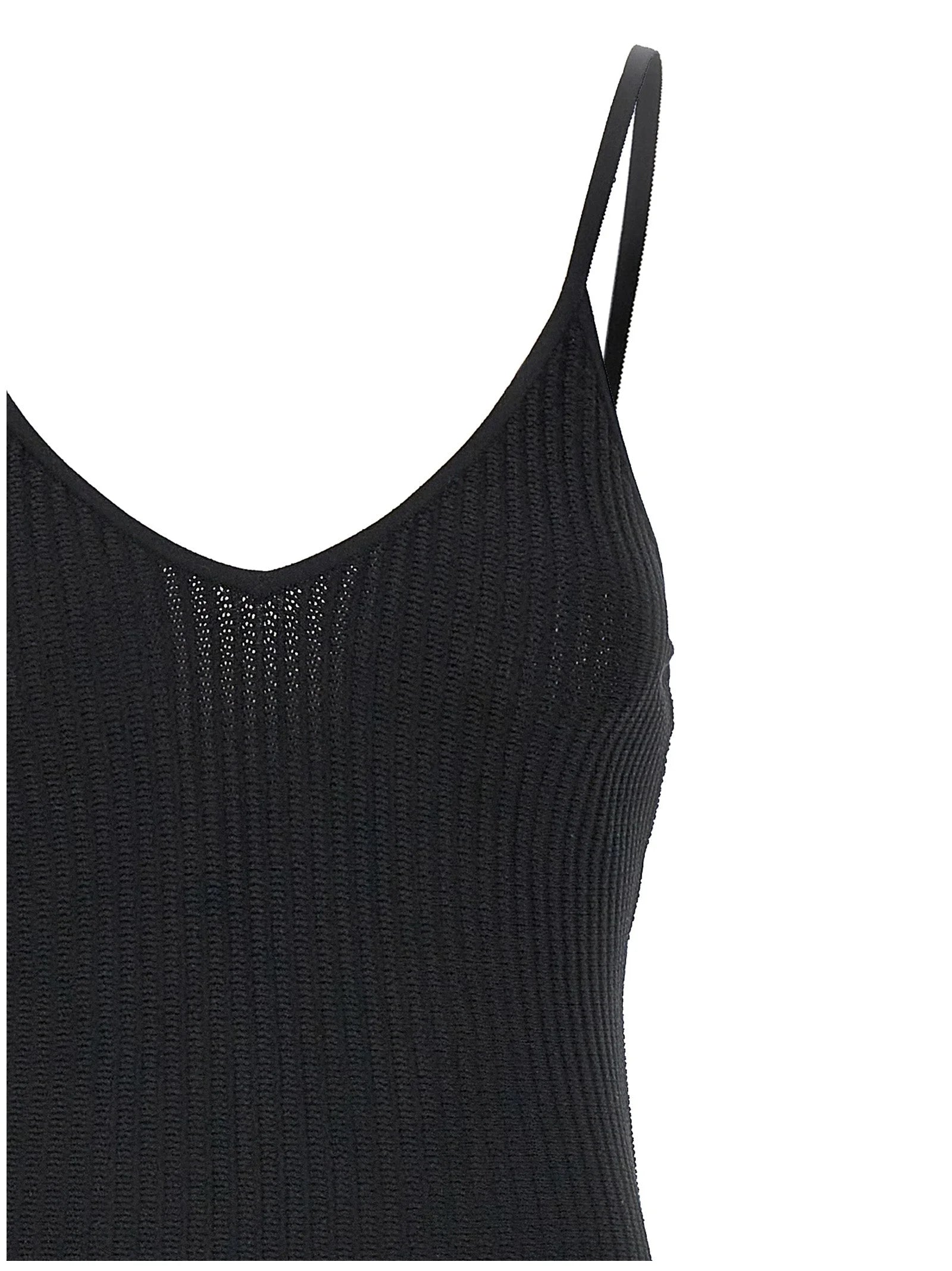 Khaite Black Viscose Midi Dress