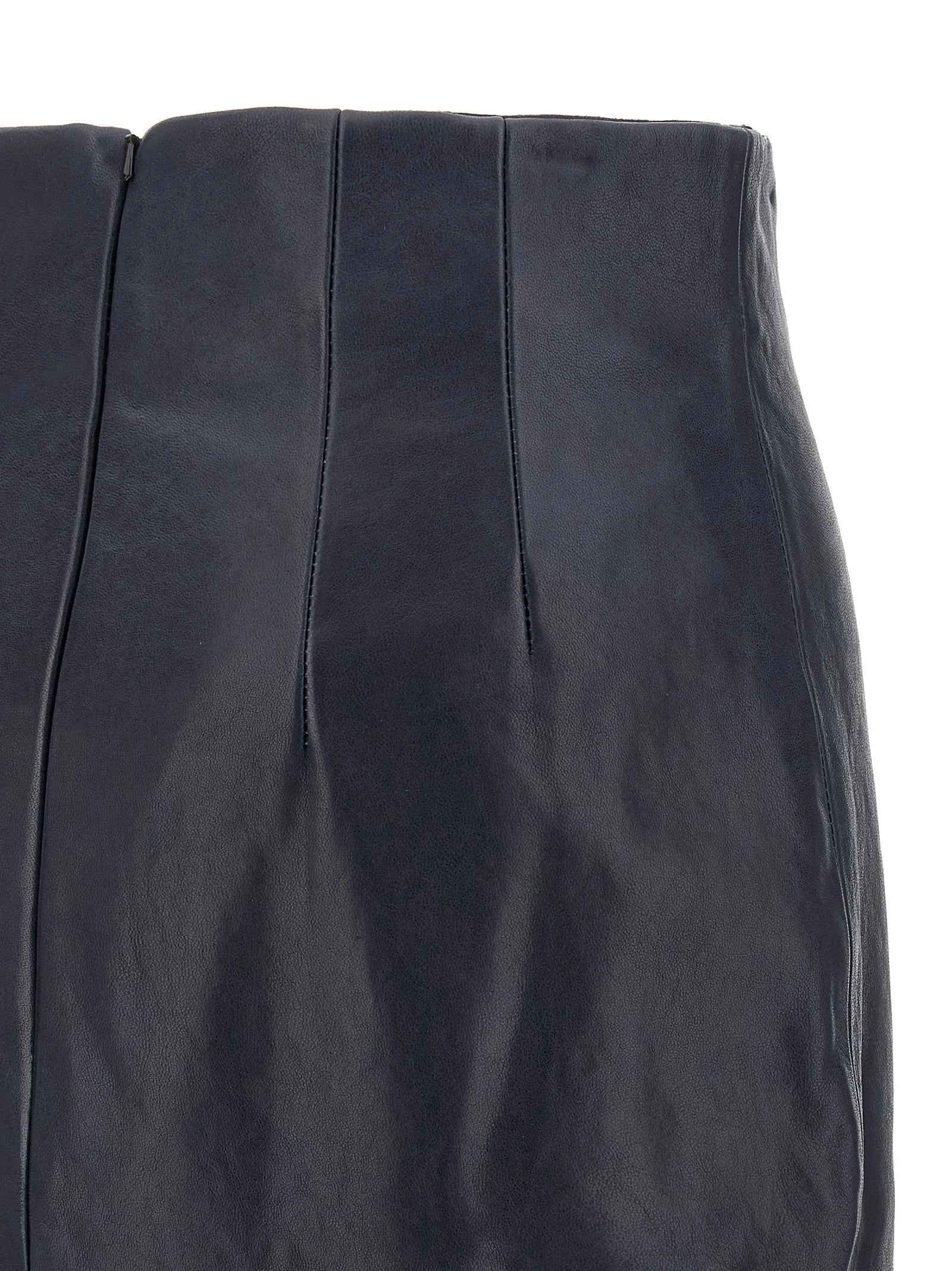 Khaite Blue Lamb Leather Midi Skirt - 2