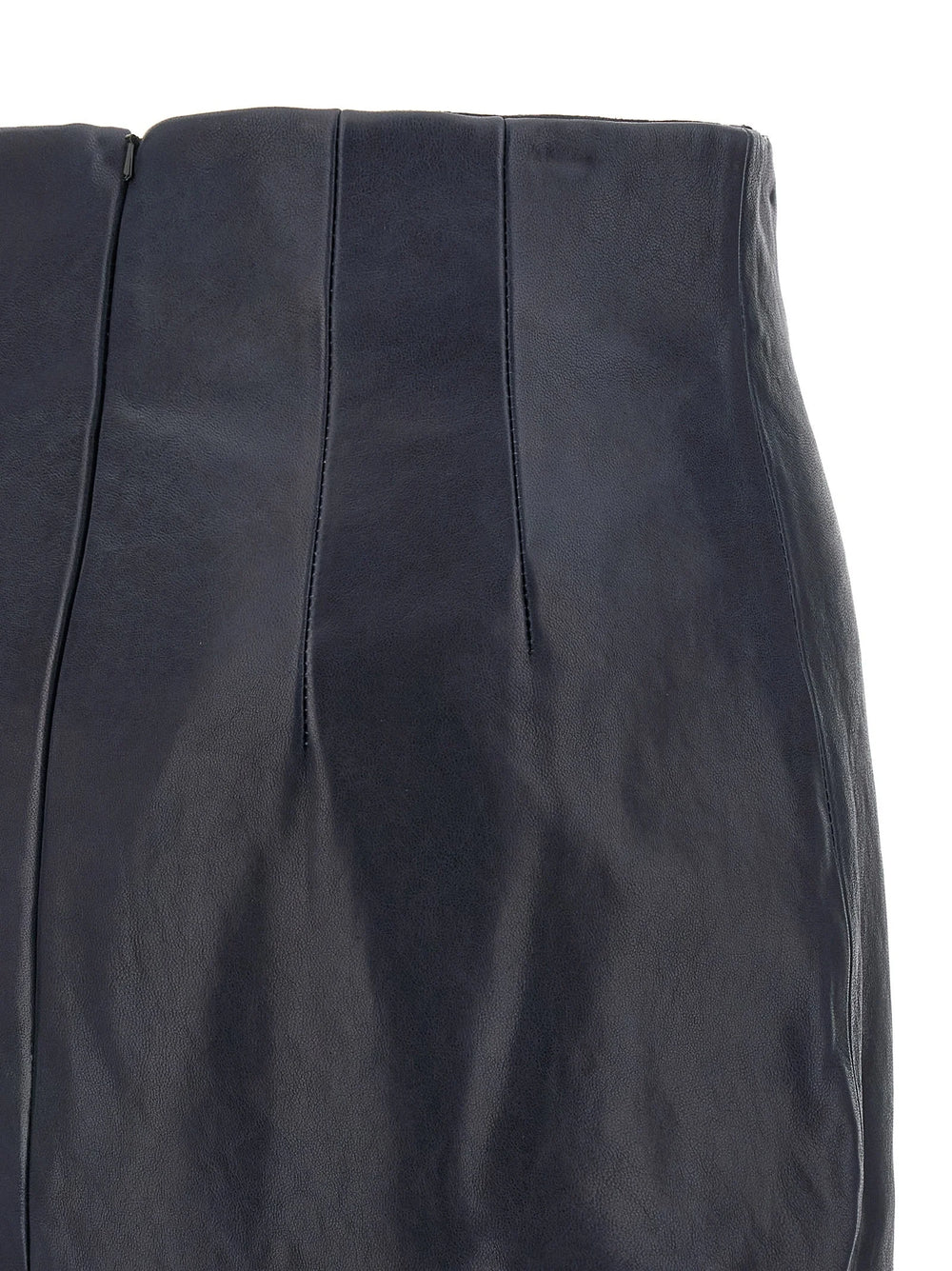 Khaite Blue Lamb Leather Midi Skirt - 2