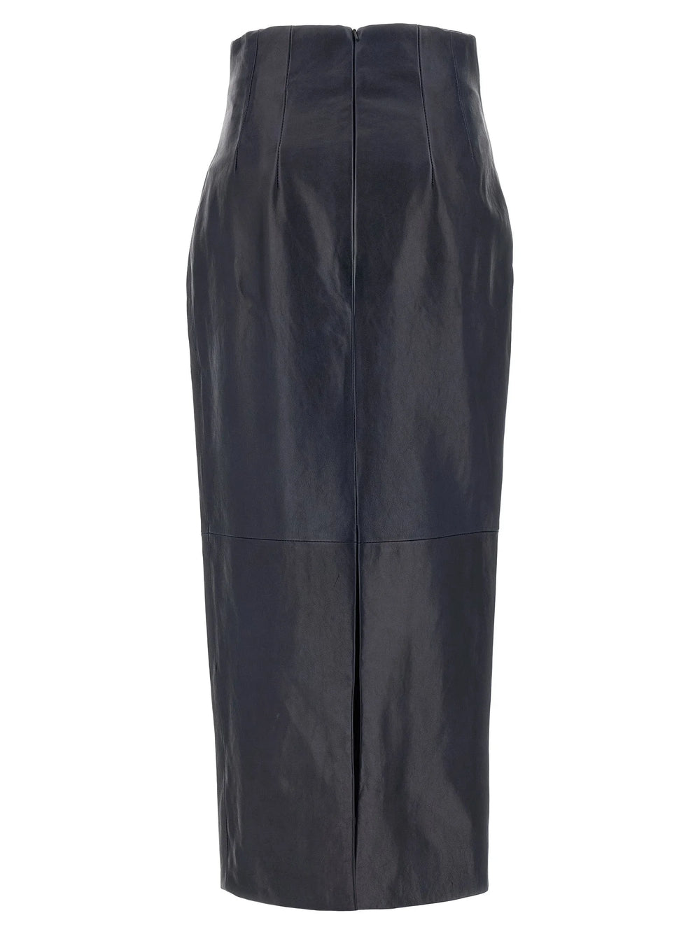 Khaite Blue Lamb Leather Midi Skirt - 2