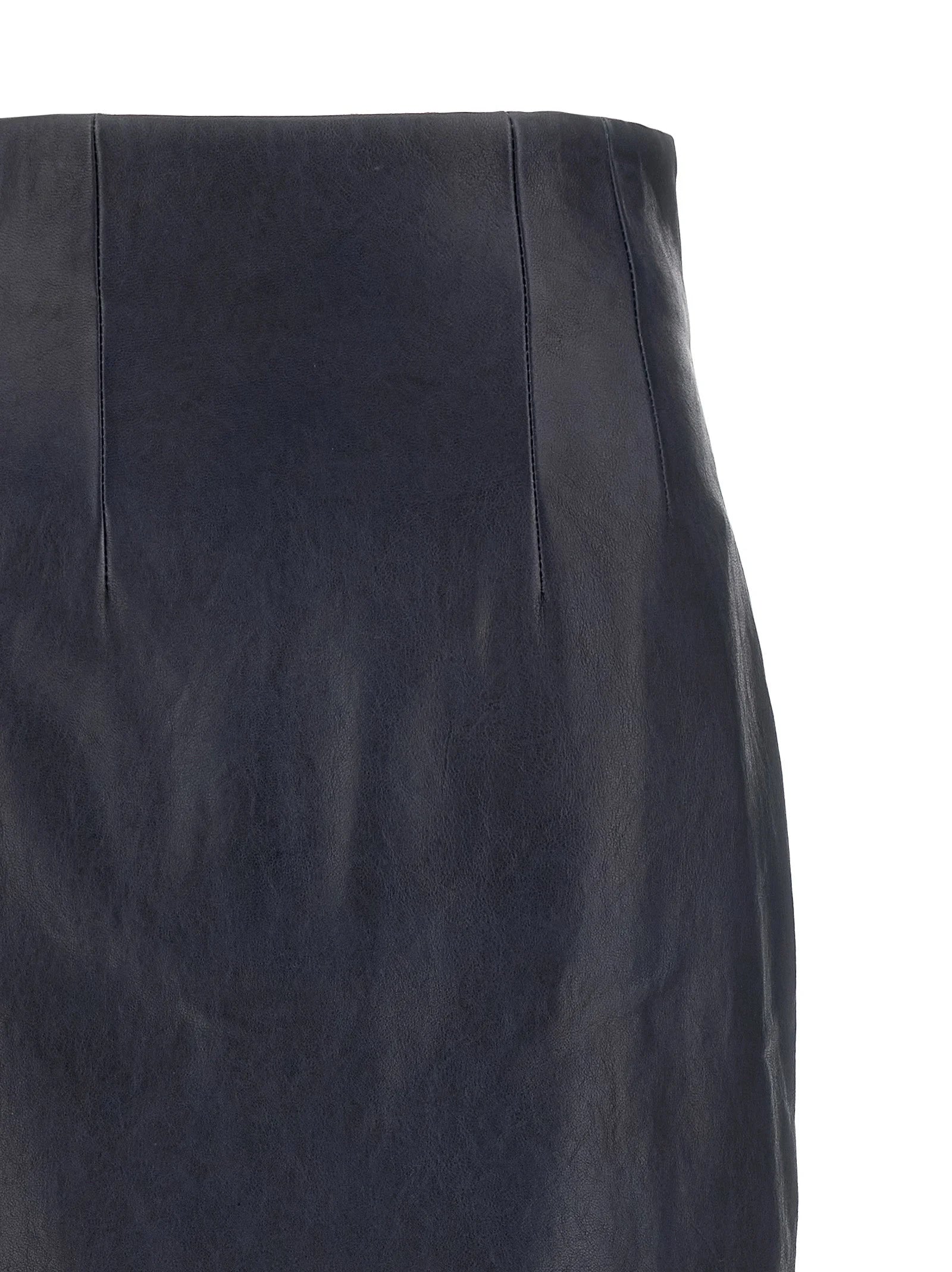 Khaite Blue Lamb Leather Midi Skirt - 2