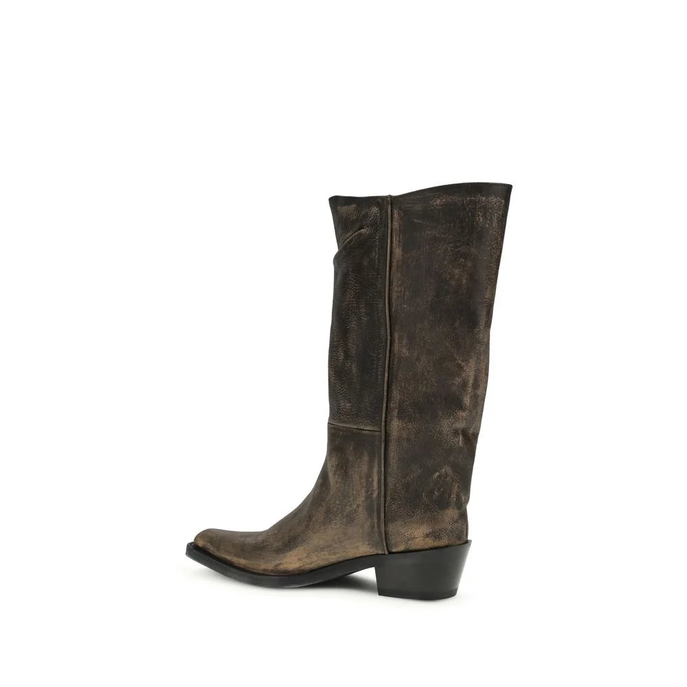 Khaite Brown Calf Leather Bos Taurus Boots - EU37.5/US7.5