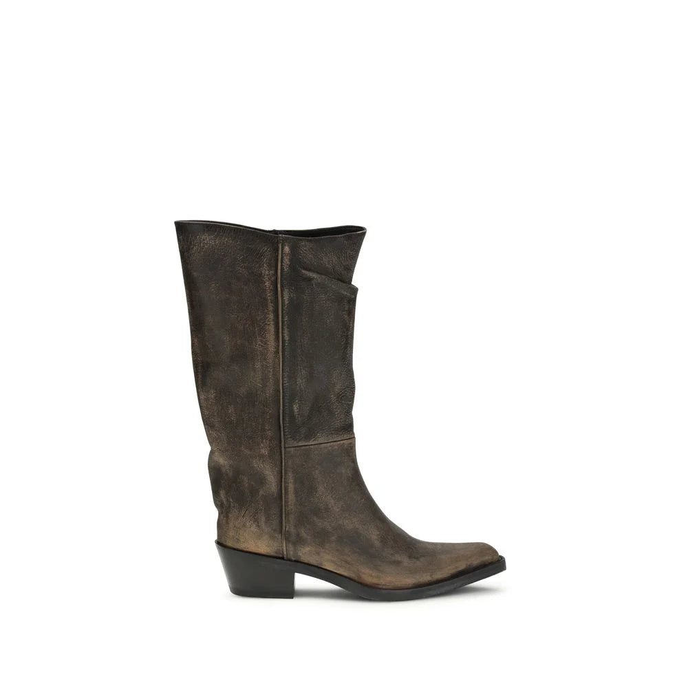 Khaite Brown Calf Leather Bos Taurus Boots - EU37.5/US7.5