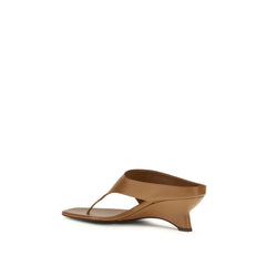 Khaite Brown Calf Leather Bos Taurus Platform Sandals - EU38.5/US8.5