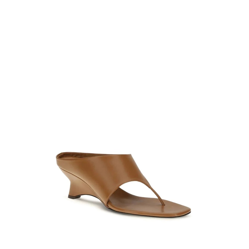 Khaite Brown Calf Leather Bos Taurus Platform Sandals - EU38.5/US8.5