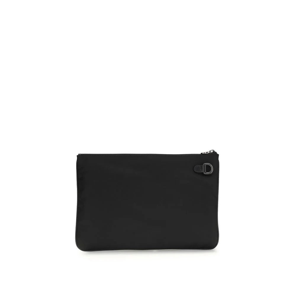 Kiton Black Fabric Clutch Bag