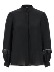 Kiton Black Linen Blouse